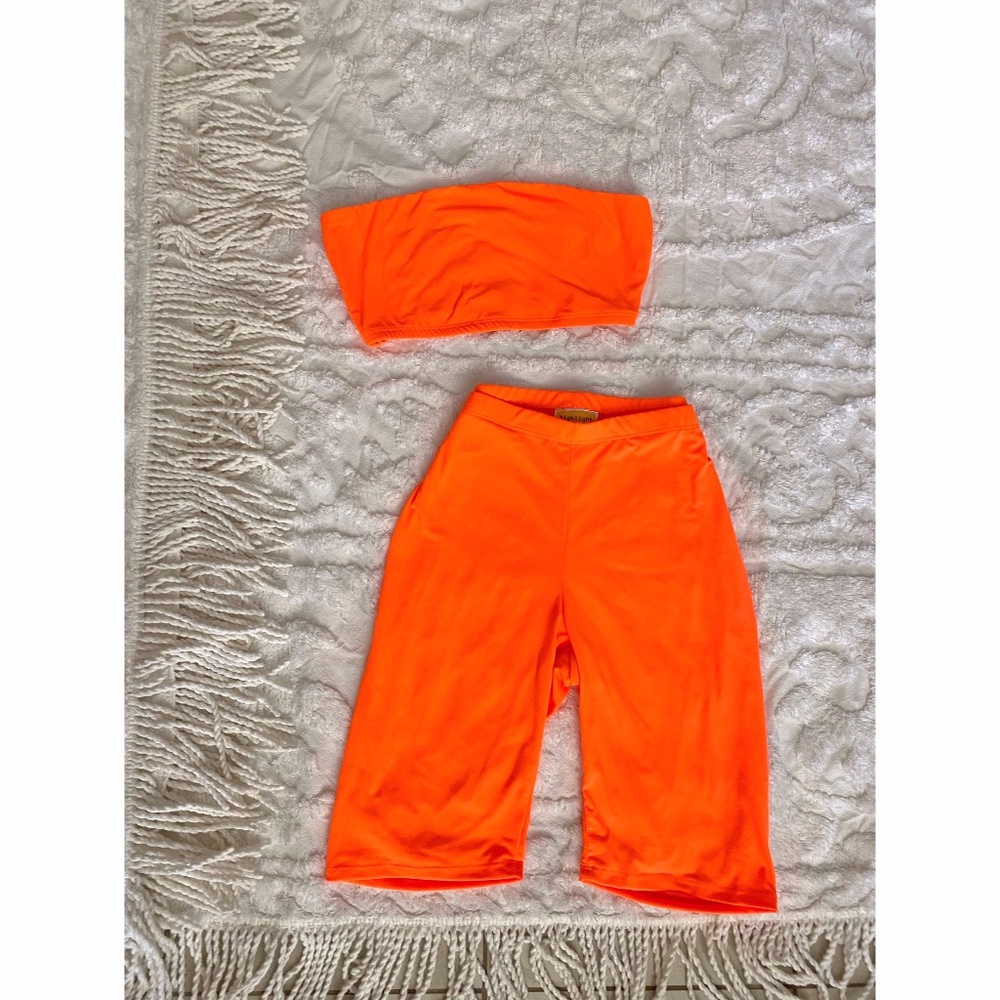 Orange Tube Top , Short Set
